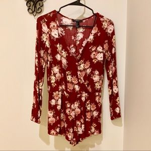Forever 21 red floral romper